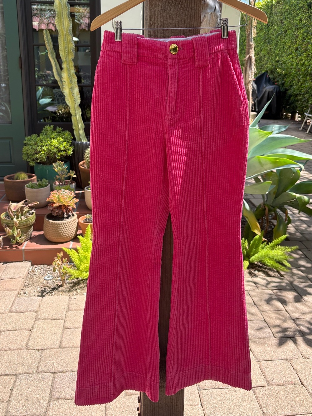 Ganni hot pink corduroy trousers size 34